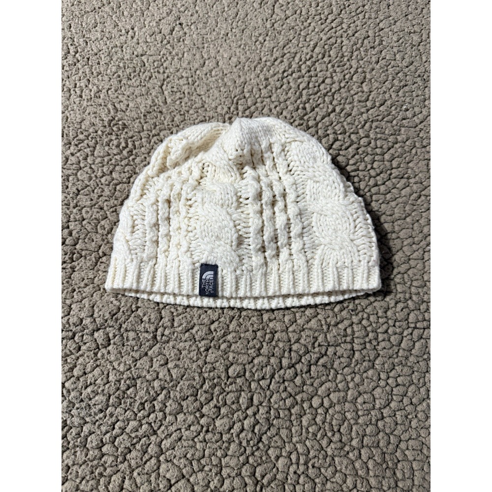 Women's The North Face Fleece Lined Cream Knit Beanie - One Size - Picture 7 of 9